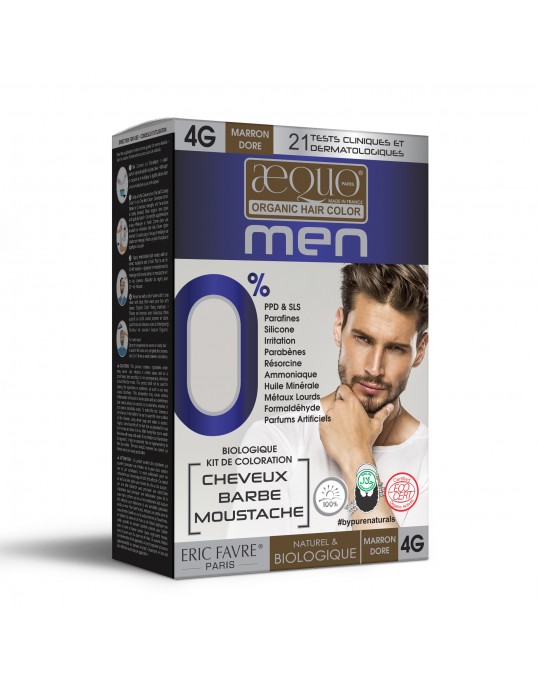 Golden Brown Men 4G-KIN Organic Hair Colour-170ml- Derma Certified- AEQUO ORGANIC