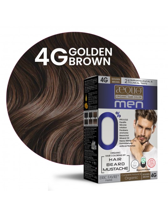 Golden Brown Men 4G-KIN Organic Hair Colour-170ml- Derma Certified- AEQUO ORGANIC