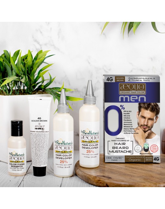 Golden Brown Men 4G-KIN Organic Hair Colour-170ml- Derma Certified- AEQUO ORGANIC