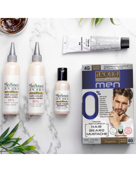Golden Brown Men 4G-KIN Organic Hair Colour-170ml- Derma Certified- AEQUO ORGANIC