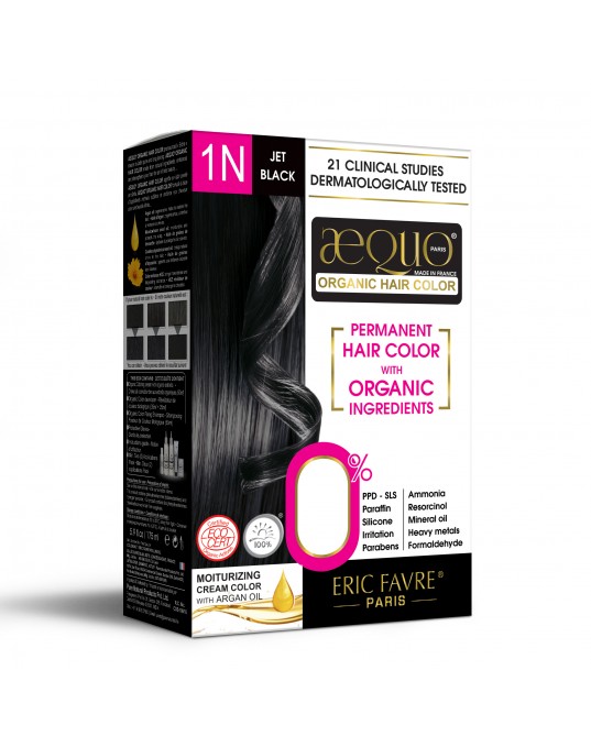 Jet Black Woman 1N -KIN Organic  Hair Colour-170ml- Derma Certified- AEQUO ORGANIC
