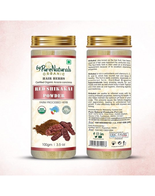 Organic byPurenaturals Red Shikakai Herb Powder-100gm