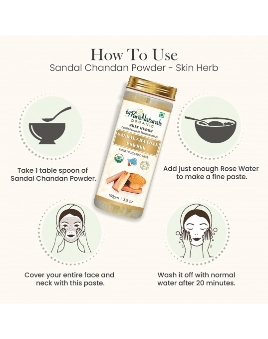 Organic byPurenaturals Sandal Chandan Herb Powder 