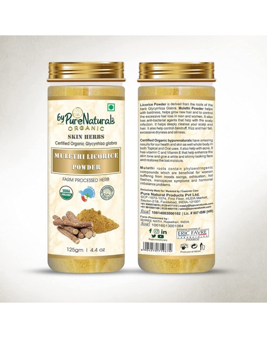 Organic byPurenaturals Mulethi Licorice Herb Powder - 125gm (Pack of 2)