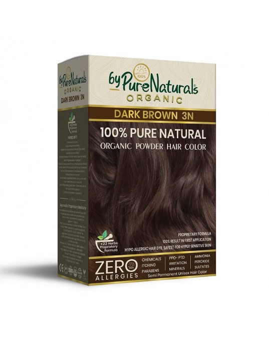 byPurenaturals 100% Pure Naturals  Powder Hair Color, Dark Brown, 120gm Pack of 2