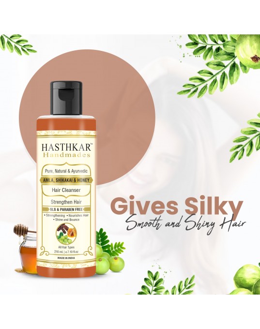 Hasthkar Handmades SLS Paraben Free Amla Honey & Shikakai Shampoo for Men & Women 210ml