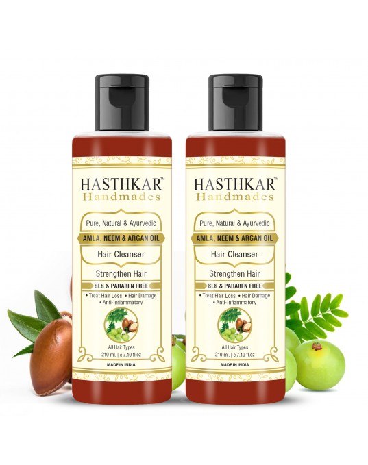 Hasthkar Handmades SLS Paraben Free Amla Neem & Argan Oil Hair Shampoo for Men & Women 210ml Pack of 2