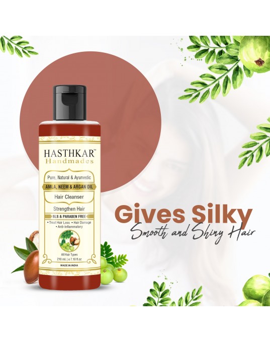 Hasthkar Handmades SLS Paraben Free Amla Neem & Argan Oil Hair Shampoo for Men & Women 210ml Pack of 2