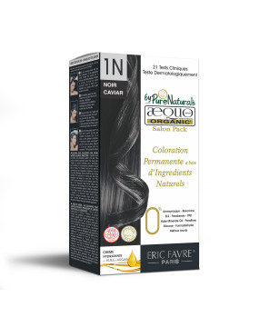 1N Caviar Jet Black Organic Hair Color Salon Pack Ecocert Certified French Import Kit- 120 ml- AEQUO ORGANIC