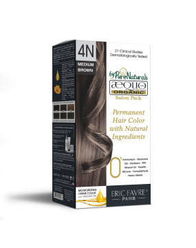 4N Cafe Medium Brown Organic Hair Color Salon Pack Ecocert Certified French Import Kit- 120 ml- AEQUO ORGANIC